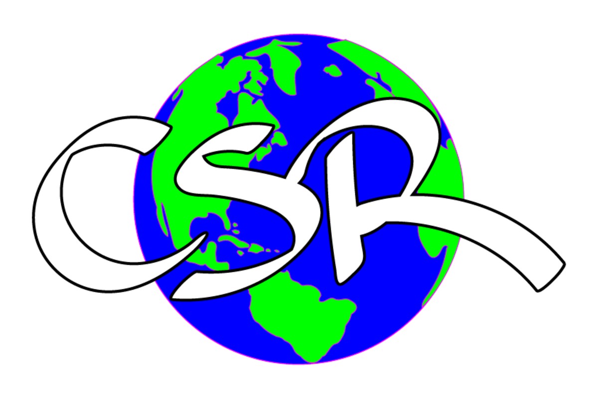 Logo CSR, responsabilità sociale d'impresa, davanti al mondo